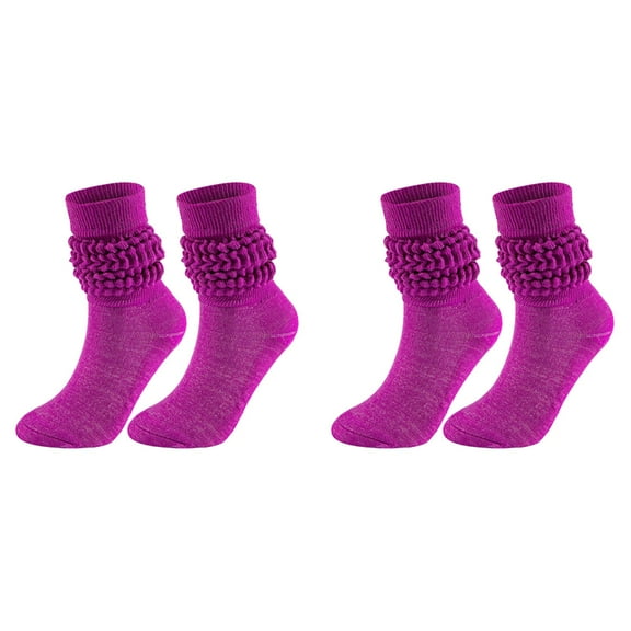 XIYNBAOK 2 Pairs Slouch Socks for Woman Knee High Sock Womens Fashion Stacked Socks Casual Boot Socks 80s 90s Scrunch Socks Knit Scrunchie Socks High Tube Scrunch Sock