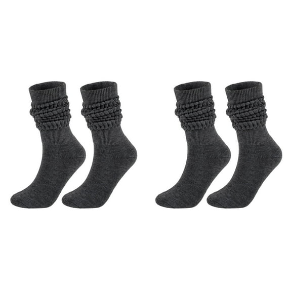 XIYNBAOK 2 Pairs Slouch Socks for Woman Knee High Sock Womens Fashion Stacked Socks Casual Boot Socks 80s 90s Scrunch Socks Knit Scrunchie Socks High Tube Scrunch Sock