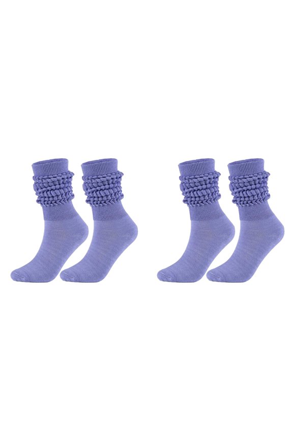 2 Pairs Slouch Socks for Woman Knee High Sock Womens Fashion Stacked Socks Casual Boot Socks 80s 90s Scrunch Socks Knit Scrunchie Socks High Tube Scrunch Sock