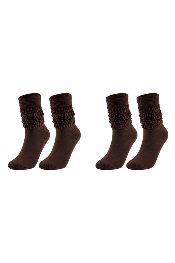 2 Pairs Slouch Socks for Woman Knee High Sock Womens Fashion Stacked Socks Casual Boot Socks 80s 90s Scrunch Socks Knit Scrunchie Socks High Tube Scrunch Sock