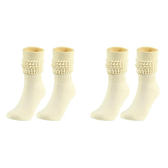 XIYNBAOK 2 Pairs Slouch Socks for Woman Knee High Sock Womens Fashion Stacked Socks Casual Boot Socks 80s 90s Scrunch Socks Knit Scrunchie Socks High Tube Scrunch Sock
