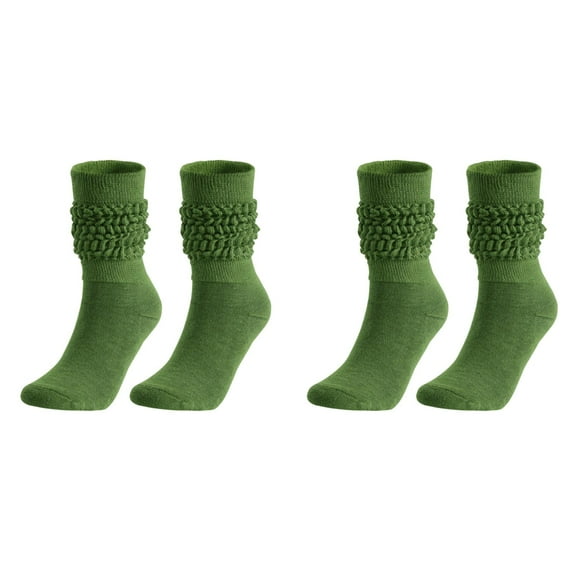 XIYNBAOK 2 Pairs Slouch Socks for Woman Knee High Sock Womens Fashion Stacked Socks Casual Boot Socks 80s 90s Scrunch Socks Knit Scrunchie Socks High Tube Scrunch Sock