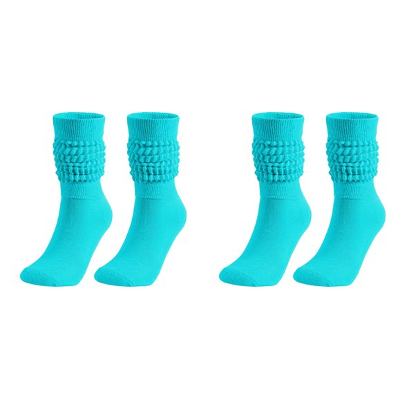 XIYNBAOK 2 Pairs Slouch Socks for Woman Knee High Sock Womens Fashion Stacked Socks Casual Boot Socks 80s 90s Scrunch Socks Knit Scrunchie Socks High Tube Scrunch Sock