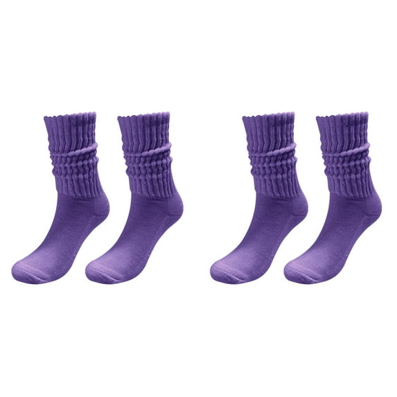 XIYNBAOK 2 Pairs Slouch Socks for Women Soft Extra Long Scrunch Knee High Sock Bulk Pack Cotton Knit Knee Stacked Socks Soft Long Boot Socks Christmas Gifts