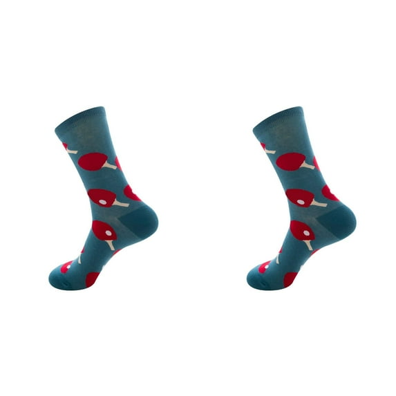 XIYNBAOK 2 Pairs Socks for Women Crew Novelty Fun Socks for Men Women Cozy Cotton Dress Socks with Colorful Designs Cool Casual Wacky Patterned Table Tennis Home Sports Casual Socks
