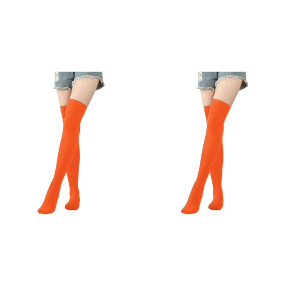 XIYNBAOK 2 Pairs Thigh High Socks Christmas Striped Knee High Socks Over Knee Thigh High Stocking Long Xmas Socks Holiday Leg Warmers for Women Christmas Gifts