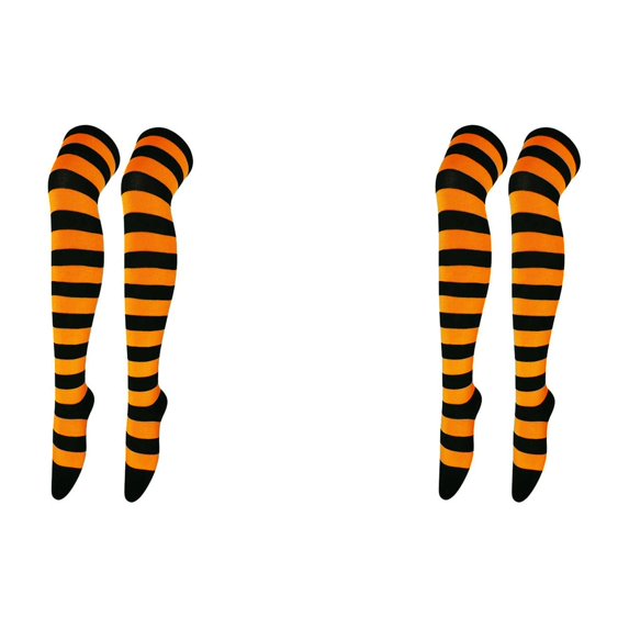 XIYNBAOK 2 Pairs Thigh High Socks Women Striped Thigh High Stocking Christmas Cocks Over the Knee Socks Xmas Party Socks Knee High Long Striped Stocking Winter Leg Warmers