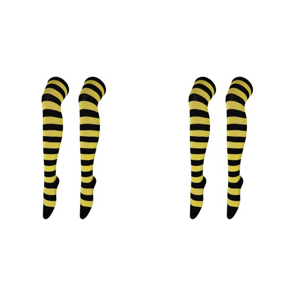 XIYNBAOK 2 Pairs Thigh High Socks Women Striped Thigh High Stocking Christmas Cocks Over the Knee Socks Xmas Party Socks Knee High Long Striped Stocking Winter Leg Warmers