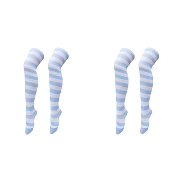XIYNBAOK 2 Pairs Thigh High Socks Women Striped Thigh High Stocking Christmas Cocks Over the Knee Socks Xmas Party Socks Knee High Long Striped Stocking Winter Leg Warmers