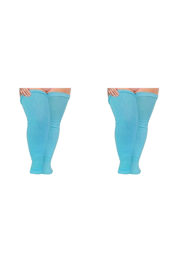 2 Pairs Thigh High Socks Womens Casual Plus Size Thick Thighs Knit High Socks Extra Long High Stockings Cable Knitted Over the Knee Leg Warmer