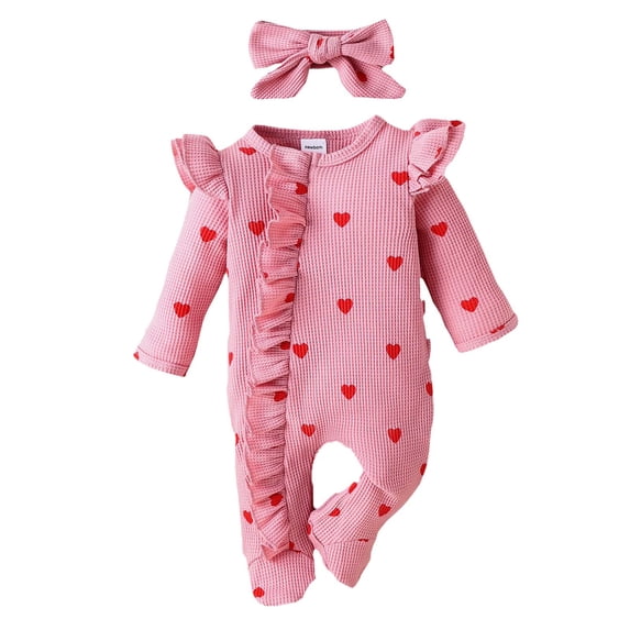 XIYNBAOK Baby Girls Jumpsuit Long Sleeve Floral Jumpsuits for Newborn Cute Trendy Romper Infant Soft Comfortable Rompers 0-6 Months Baby Daily Clothes