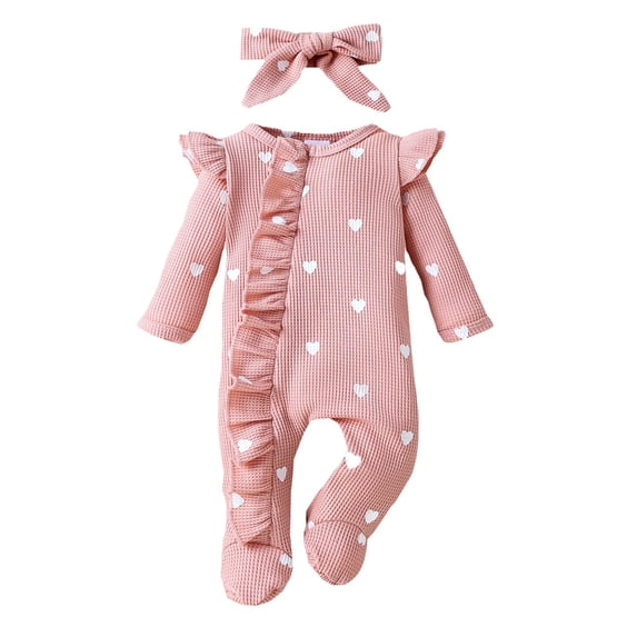XIYNBAOK Baby Girls Jumpsuit Long Sleeve Floral Jumpsuits for Newborn Cute Trendy Romper Infant Soft Comfortable Rompers 0-6 Months Baby Daily Clothes