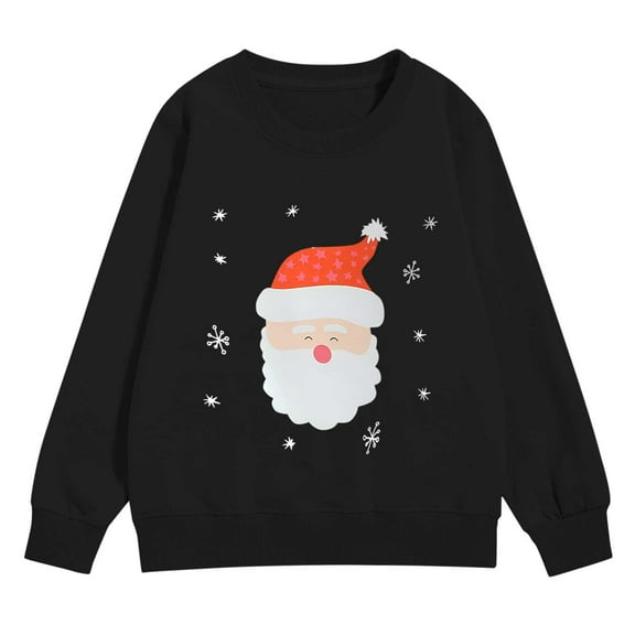 XIYNBAOK Funny Christmas T Shirt Long Sleeve Christmas Shirts Christmas Hawaiian Shirts Tops Clean Girl Clothes Boy Clothes Size 6 Teenager Clothes, Black 13-14 Years