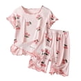 thumbnail image 1 of XIYNBAOK Girl 2 Piece Outfits Size 7/8 Girls Outfit Sets Newborn Girl Coming Home Outfit Dance Tops and Girl Basketball Shorts Preppy Clothes for Girls, Pink 12-18 Months, 1 of 6