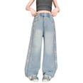 thumbnail image 1 of XIYNBAOK Girls Baggy Jeans Y2k Trendy Vintage Wide Leg Denim Pants for Kids Star Patch Elastic Waist Loose Fit Trousers Teens Streetwear, 1 of 8