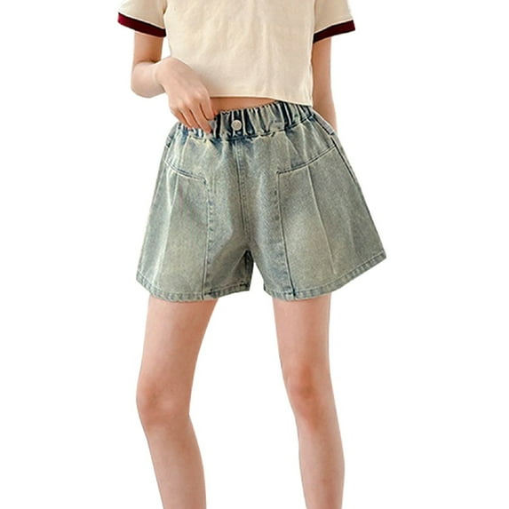 XIYNBAOK Golf Shorts Kids Basketball Shorts Denim Shorts Girls Size 10-12 Clothes Warmer Baggy Cargo Shorts Cute Clothes for Girls 9-10 Girls Black, Light Blue 10-11 Years