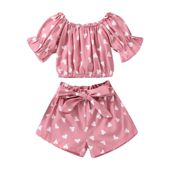 XIYNBAOK Kids Clothing Sets Cute Outfit 70s Outfits for Kids Teen Shirts and Shorts for Girls 10-12 Baby Neutral Clothes 6 Year Old Girl Clothes, 18-24 Months