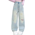 thumbnail image 1 of XIYNBAOK Low Rise Skinny Jeans Girls Size 12 Jeans High Waisted Straight Leg Jeans Plus Size Yoga Pants with Pockets Clothes for Teens Girls Clothes, Blue 11-12 Years, 1 of 8