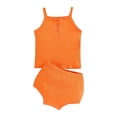 thumbnail image 1 of XIYNBAOK New Born Baby Girl Clothes Set 0-3 Months Little Sister Outfit White Outfit for Girls Birthday Girl Shirt and Bike Shorts 18 Months Girl Clothes, Orange 3-6 Months, 1 of 4