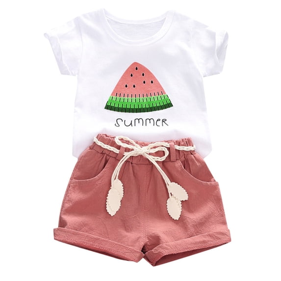XIYNBAOK Toddler Clothing Set Toddler Dance Outfits 2t Girl Outfits T Shirt and Shorts for Girls 10-12 18month Girl Clothes Girls 18 Month Clothes, Pink 3-4 Years