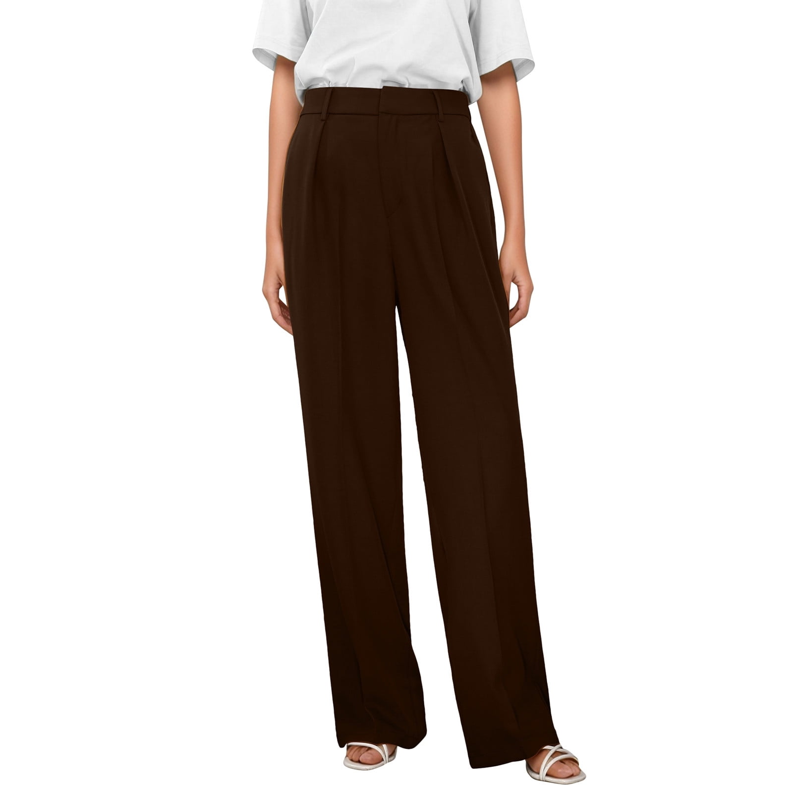 Women Ladies Wide Leg Trousers Work Office Smart Casual Elegant High Elasticated Waist Bootcut Long Pants Flared Leggings main image 1