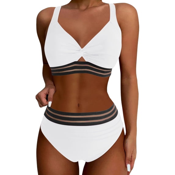 XIYON Bikini Sets For Women High Waist Two Piece Swimsuit Bikini Set Beach Vacation Clothes