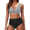 thumbnail image 1 of XIYON Bikini Sets For Women Retro Striped High Waisted Bathing Suit Racerback Bikini Swimsuits Beach Vacation Clothes, 1 of 9
