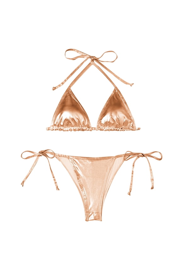 Bikini Sets For Women Shiny String Padded 2 Pieces Swimsuit Bathing Suit 2026