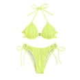thumbnail image 1 of XIYON Bikini Sets For Women Solid Color Swimsuit Ladies Shorts Halter Two Piece Swimwears Tankinis Set Summer Beach Vacation Bathing Suits, 1 of 7