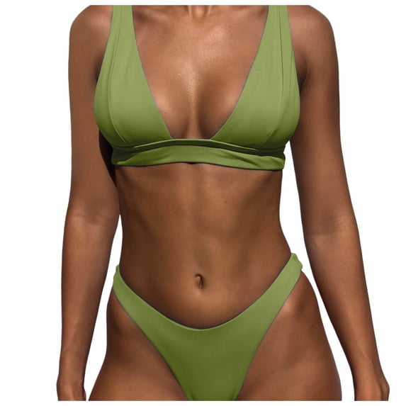 XIYON Bikini Sets For Women Two Piece Swimsuit Solid Color Bikini Bathing Suit 2026 Summer Beach Vacation Bathing Suits