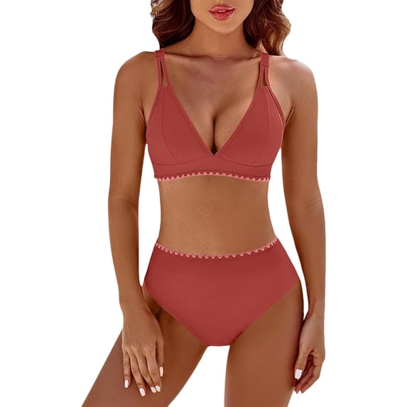 XIYON Bikini Sets For Women V Neck High Waisted Swimsuits Two Piece Bathing Suit Beach Vacation 2026