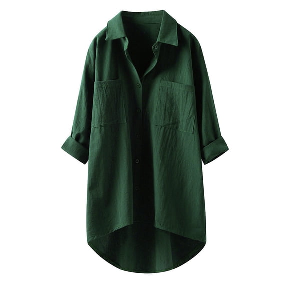 XIYON Blouse For Women Long Casual Shirts Tops Button 3/4 Sleeve Blouse Loose Fit 2026 Fashion Clothing