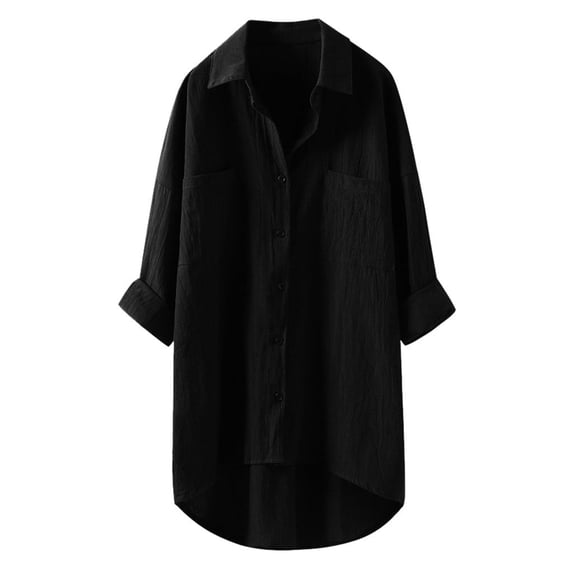 XIYON Blouse For Women Long Casual Shirts Tops Button 3/4 Sleeve Blouse Loose Fit Vacation Outfits