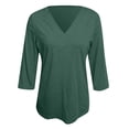thumbnail image 1 of XIYON Blouses For Women Fashion Solid Color 3/4 Sleeve Blouse V Neck Casual Loose Top Classic Fashion Outfits Trendy Clothes, 1 of 3