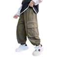 thumbnail image 1 of XIYON Boy's Cargo Pants Casual Streetwear Hip Hop Style For Teen Youth Kids Comfortable Athletic Trousers Comfortable 14-15 Years, 1 of 5