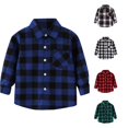 thumbnail image 1 of XIYON Boys Button Down Shirt Kids Toddler Plaid Long Sleeve Lapel Button Down Shirt Top Fall Winter Everyday Wear Comfort 7-8 Years, 1 of 4