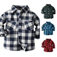 thumbnail image 1 of XIYON Boys Button Down Shirt Kids Toddler Plaid Long Sleeve Lapel Shirt Top Comfort 12-18 Months, 1 of 9