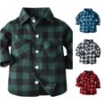 thumbnail image 1 of XIYON Boys Button Down Shirt Kids Toddler Plaid Long Sleeve Lapel Shirt Top Cute Tops 12-18 Months, 1 of 4