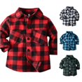 thumbnail image 1 of XIYON Boys Button Down Shirt Kids Toddler Plaid Long Sleeve Lapel Shirt Top Fashion 18-24 Months, 1 of 4