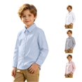 thumbnail image 1 of XIYON Boys Button Down Shirt Long Sleeve Shirt Top For Everyday Comfortable Button Front Kids Cute Tops 140, 1 of 3