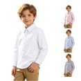 thumbnail image 1 of XIYON Boys Button Down Shirt Long Sleeve Shirt Top For Everyday Comfortable Button Front Kids Cute Tops 160, 1 of 4