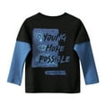 thumbnail image 1 of XIYON Boys Long Sleeve T-Shirts Toddler Kids Letter Print Crew Neck T Shirts Color Block Tee For Children Comfort 5-6 Years, 1 of 1