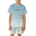 thumbnail image 1 of XIYON Boys Outfit 2 Piece Cool Gradient Boys Short Sleeve T Shirt And Shorts Outfit Breathable Mesh Casual Playwear Trendy Clothes 11-12 Years, 1 of 4
