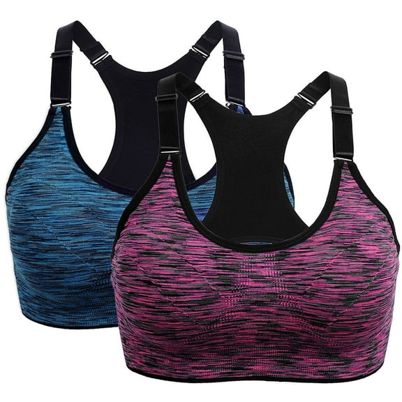 XIYON Bras For Women 2025 Sport Bras For Ladies High Impact Yoga Running Seamless Gym Tank Top Fitness Vest 2 Pack Everyday Bra