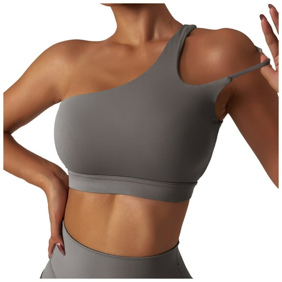 XIYON Bras For Women Backless Sports Bra Women's One Shoulder Padded Bustier Push Up Gym Tops Straps Yoga Bra Workout Bra Fitness Bralette Comfort