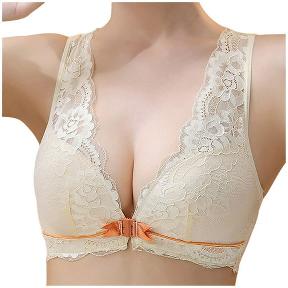 XIYON Bras For Women Lace Front Button Shaping Cup Adjustable Shoulder Strap Large Size Underwire Bra Classic