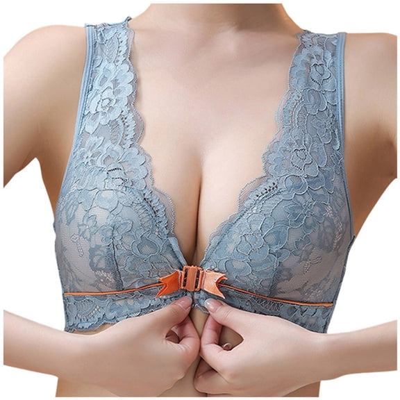 XIYON Bras For Women Lace Front Button Shaping Cup Adjustable Shoulder Strap Large Size Underwire Bra Classic