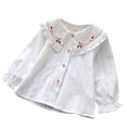 thumbnail image 1 of XIYON Button Up Shirts For Girls Kids Long Sleeve Party Blouses Kids Elegant Ruffled Button Down Shirts School Tops For Kids, 1 of 4