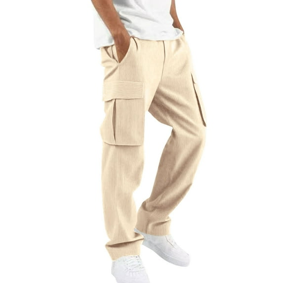XIYON Cargo Pants For Men Solid Color Side Pocket Design For Men's Casual Trend Loose And Comfortable Business Sports Pants Trousers Relaxed Fit