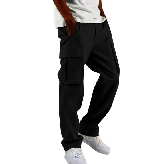 XIYON Cargo Pants For Men Solid Color Side Pocket Design For Men's Casual Trend Loose And Comfortable Business Sports Pants Trousers Streetwear